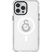 Galatasaray iPhone 13 Pro Max Uyumlu Galatasaray Tek Renk Gri Arma Magsafe Lisanslı Telefon Kılıfı