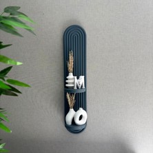 Bohem, Iskandinav Dekoratif Çift Raflı Duvar Rafı, Süsü (Hand Made) -Gri