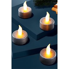 Dekoratif 4 Adet LED Tealight Mum Alev Efektli LED Işıklı Mum Dekor Alevsiz Mum