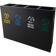 Galvatek Metal 4'lü Geri Dönüşüm Sıfır Atık Kutusu (Kovalı)