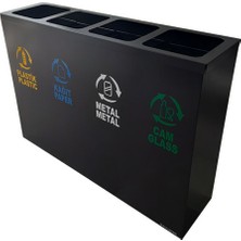Galvatek Metal 4'lü Geri Dönüşüm Sıfır Atık Kutusu (Kovalı)