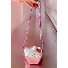 Kız Çocuk Cupcake Dondurma Figürlü Ayarlanabilir Çıkartılabilir Askılı Silikon Çanta Cüzdan