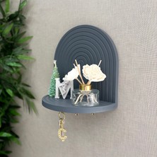 Iskandinav, Bohem Dekoratif Anahtarlık, Duvar Rafı, Duvar Süsü (Hand Made)-Gri