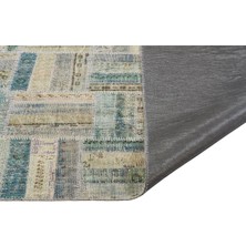 Modern El Dokuma Patchwork Halı Açık Mavi Ölçü;180 x 350