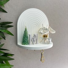 Iskandinav, Bohem Dekoratif Anahtarlık, Duvar Rafı, Duvar Süsü (Hand Made)-Beyaz