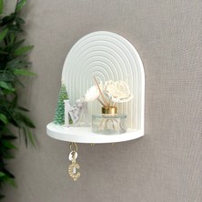Iskandinav, Bohem Dekoratif Anahtarlık, Duvar Rafı, Duvar Süsü (Hand Made)-Beyaz