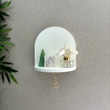 Iskandinav, Bohem Dekoratif Anahtarlık, Duvar Rafı, Duvar Süsü (Hand Made)-Beyaz