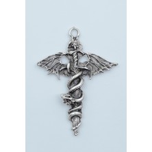 Bu Farklı Kılıç Yılan Yarasa Kolye Ucu - Antik Gümüş Kaplama - Kod:22