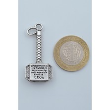 Thor Çekici Gümüş Kaplama Örme Zincir Kolye