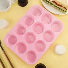 Yakut 12 Boşluklu Muffin Kalıbı, Silikon Mum ve Kek Kalıbı