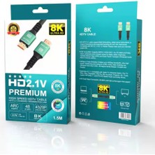 Foxyn FXN-H1M5 Yüksek Hızlı Pvc 4K 8k HDMI 2.1 120Hz Tv Hdtv Uyumlu HDMI Kablo-1.5m