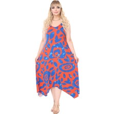Melsay Butik Askılı V Yaka Pembe Nazar Desen Elbise