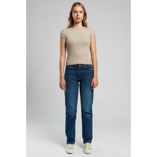 Lee Cooper Diana Yüksek Bel Normal Kesim Düz Paça Chris Mid Kadın Jean Pantolon