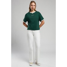 Lee Cooper Sandy Yüksek Bel Geniş Paça Kesim Geniş Paça %100 Pamuk Beyaz Kadın Jean Pantolon