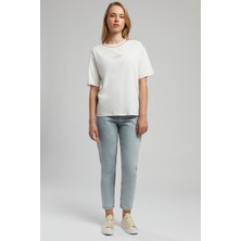 Lee Cooper Marlyn Yüksek Bel Rahat Kesim Daralan Paça %100 Pamuk Mavi Kadın Jean Pantolon