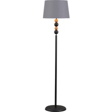 Rono  Tekli Siyah Ahşap Toplu Lambader Gri Şapka  Modern , Oturma Odası ,yatak Odası , Salon Lambader