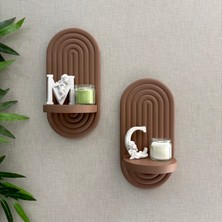 Merkare Bohem Model, Küçük Boy 30 x 15 cm , Özel Dokulu Tasarım Dekoratif Duvar Rafı (Hand Made)-2'li Set
