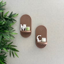 Merkare Bohem Model, Küçük Boy 30 x 15 cm , Özel Dokulu Tasarım Dekoratif Duvar Rafı (Hand Made)-2'li Set