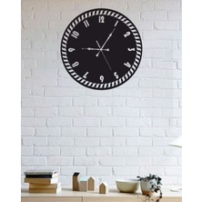 Lazer Dekoratif Siyah Lazer Kesim Ahşap Mdf Duvar Saati 40 cm Saat