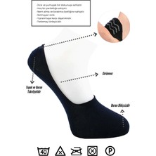 Kardeşler Çorap Bambu Erkek Babet Lacivert Çorap Dikişsiz Görünmez Kaydırmaz Topuk Silikonlu 6'lı Paket