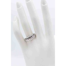 Glare Jewellery Shesra Gümüş Çizgi Model Kararmaz Çelik Yüzük