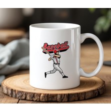 BB Design Baseball Tasarımlı Beyaz Seramik Baskılı Kupa Bardak 330 ml