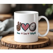 BB Design Peace Love Voleyball Tasarımlı Beyaz Seramik Baskılı Kupa Bardak 330 ml