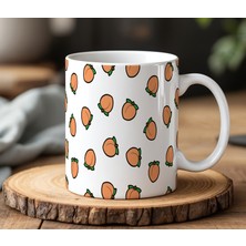 BB Design Şeftali Tasarımlı Beyaz Seramik Baskılı Kupa Bardak 330 ml