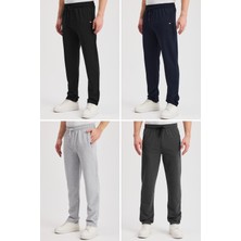 Siyah-Lacivert-Gri-Antrasit Erkek Fermuarlı Cepli Nakış Detaylı Düz Paça Rahat Kesim 4'lü Eşofman CMRE107