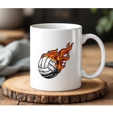 BB Design Voleybol Topu Tasarımlı Beyaz Seramik Baskılı Kupa Bardak 330 ml