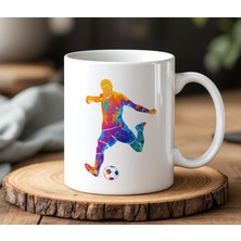 BB Design Renkli Futbolcu Tasarımlı Beyaz Seramik Baskılı Kupa Bardak 330 ml