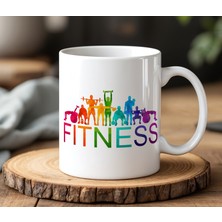 BB Design Renkli Fitness Tasarımlı Beyaz Seramik Baskılı Kupa Bardak 330 ml