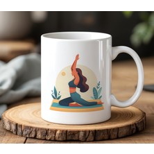 BB Design Yoga Tasarımlı Beyaz Seramik Baskılı Kupa Bardak 330 ml