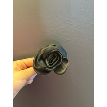 Gönülden Tasarım Siyah Saten Çiçek Broş Yaka Iğnesi Giyim Aksesuarı 8x6 cm
