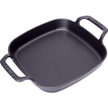 Kare Düz Sahan Mat Siyah 22 cm