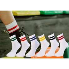 Drl Socks 6'lı Paket -  (Kadın/erkek) 6 Farklı Renkte Çemberi ile Günlük- Kolej -Tenis Çorabı