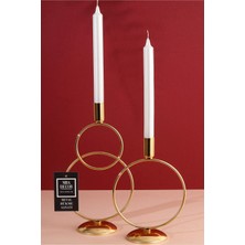 Ikili Gold Şamdan Mumluk Dekoratif Dekorasyon Paslanmaz Kaplama Dolu Demir 28  cm  Kardan Adam