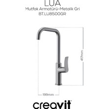 Creavit Lua Metalik Gri Batarya Seti 3’lü Banyo-Lavabo-Eviye