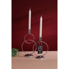 Ikili Gümüş Şamdan Mumluk Dekoratif Hediyelik Dekorasyon Paslanmaz Dolu Demir 28  cm  Kardan Adam