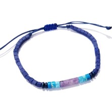 Funny Takı Ametist Varisit ve Hematit Doğaltaşlı Lacivert Küp Miyuki Boncuklu Unisex Bileklik