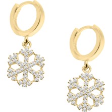 Shiny Spectra Gümüş Kar Tanesi Şeklinde 925 Ayar Gümüş Küpe Sssnow6 Sarı Renk