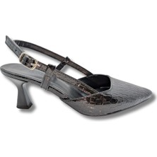 Elise | Suni Timsah Derisi Arkası Açık Stiletto - Elise - Siyah - 40