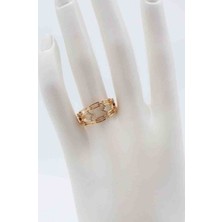 Glare Jewellery Shesra Zincir Model Gold Taş Detaylı Yüzük