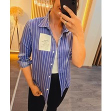 Leilaa Taasarım Parlak Kumaş Çizgili Gömlek