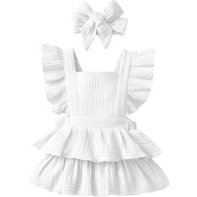 Kız Bebek ve Çocuk Müslin Fırfırlı Yazlık Elbise