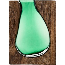 Wood Ahşap Cam Yeşil Vazo Büyük