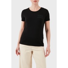 EA7 Taşlı Logolu Streç Pamuklu Regular Fit Yuvarlak Yaka T Shirt Bayan T Shirt 7W000492 AF10373 UC001