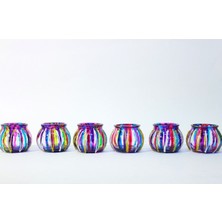 Cam Mumluk Tealight Vitray Desen 6 cm  Çap 5 cm  Yükseklik,6 Adet