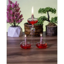 Dekoratif Hediyelik El Yapımı Elips Kandil 3'lü Set (200 ml Kandil Yağı,fitil Hediye)