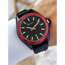 Ferrucci Silikon Kordon Siyah Spor Şık Takvimli Erkek Kol Saati